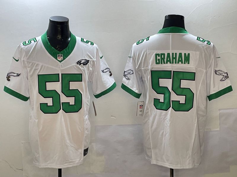 Men Philadelphia Eagles #55 Graham White Retro three generations 2025 Nike Vapor Limited NFL Jersey style 4->philadelphia eagles->NFL Jersey